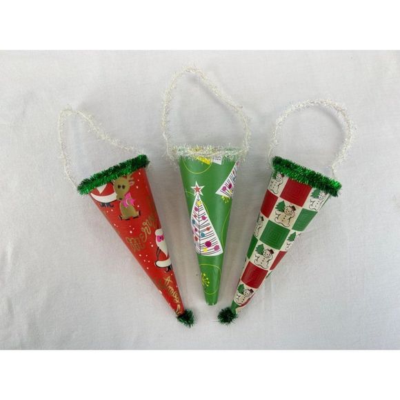 Other - Vintage Christmas Candy Holder Cones Santa Christmas Tree Snowman